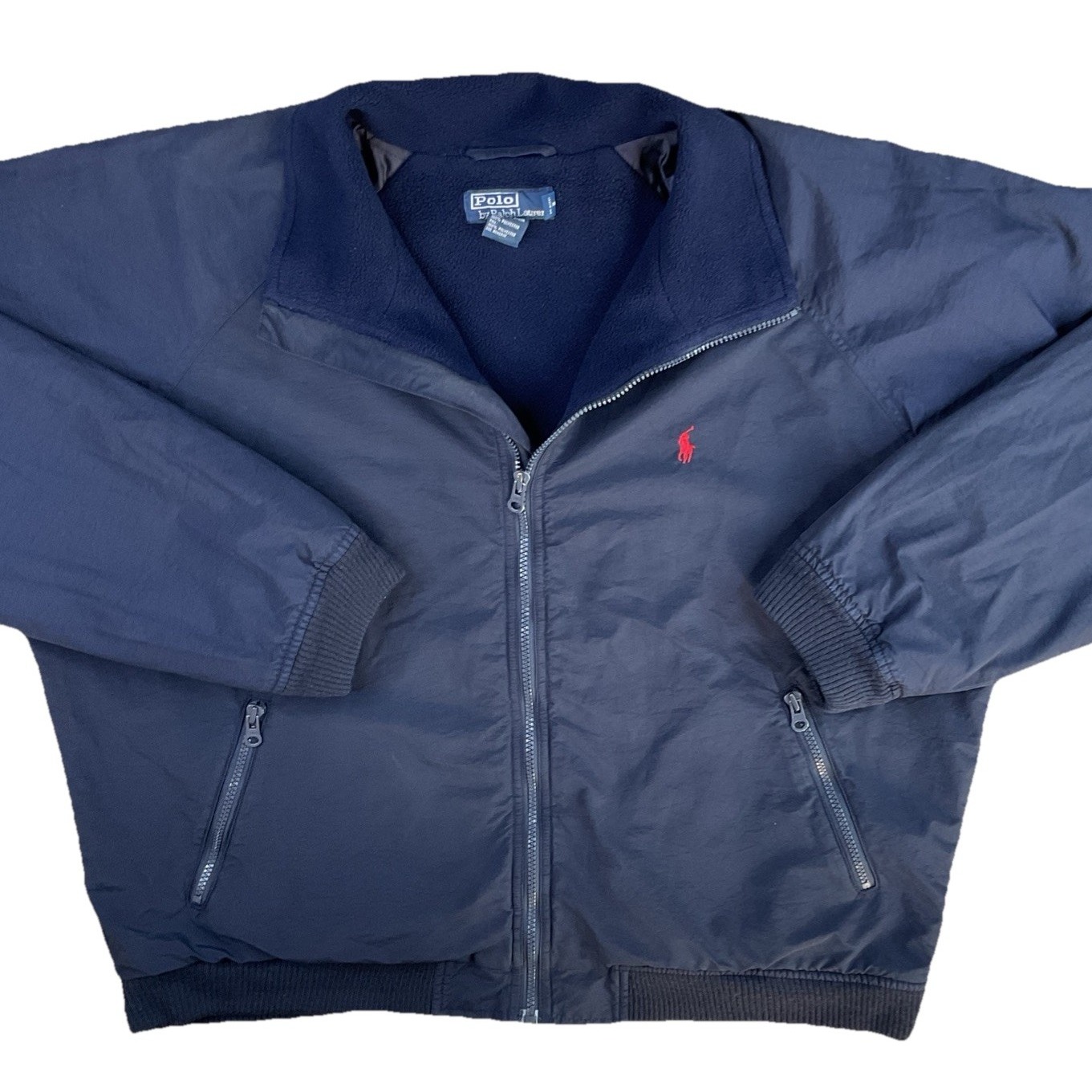 Vintage Polo Ralph Lauren Jacket 90s Nylon Blend Fleece Lined Bomber Coat Men Xl